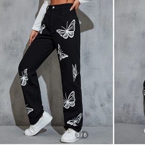 Black Printed Jeans